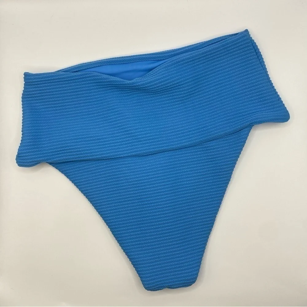 L*Space Eco Chic Repreve Desi Fold Over Bikini Bottom Blue